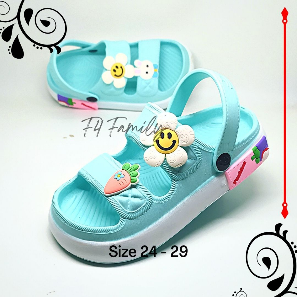 MD79 - Sendal Anak Perempuan Usia 3 5 Tahun Terbaru 2023 Motif Bunga Mekar