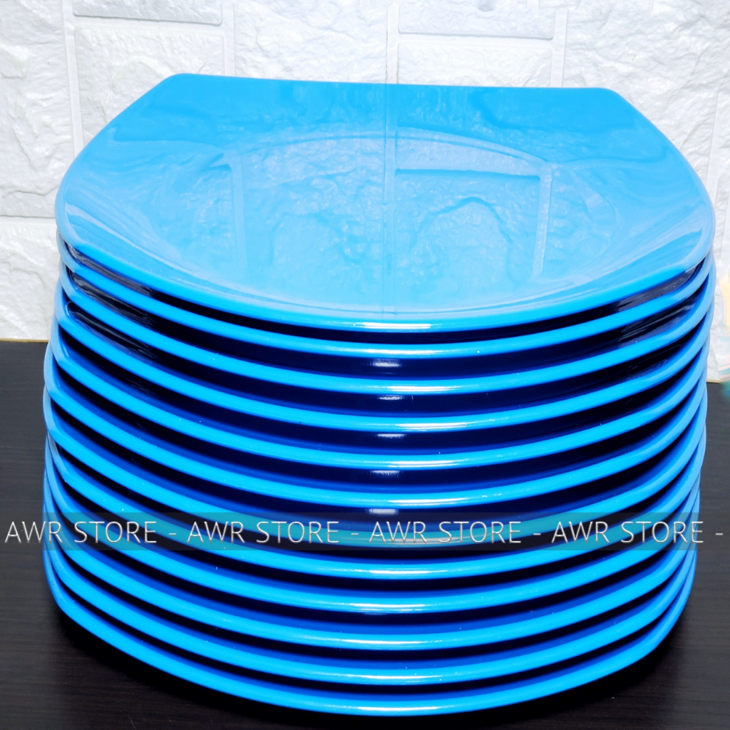 PROMO 1 LUSIN PIRING KOTAK DATAR SEMI MELAMIN 18CM