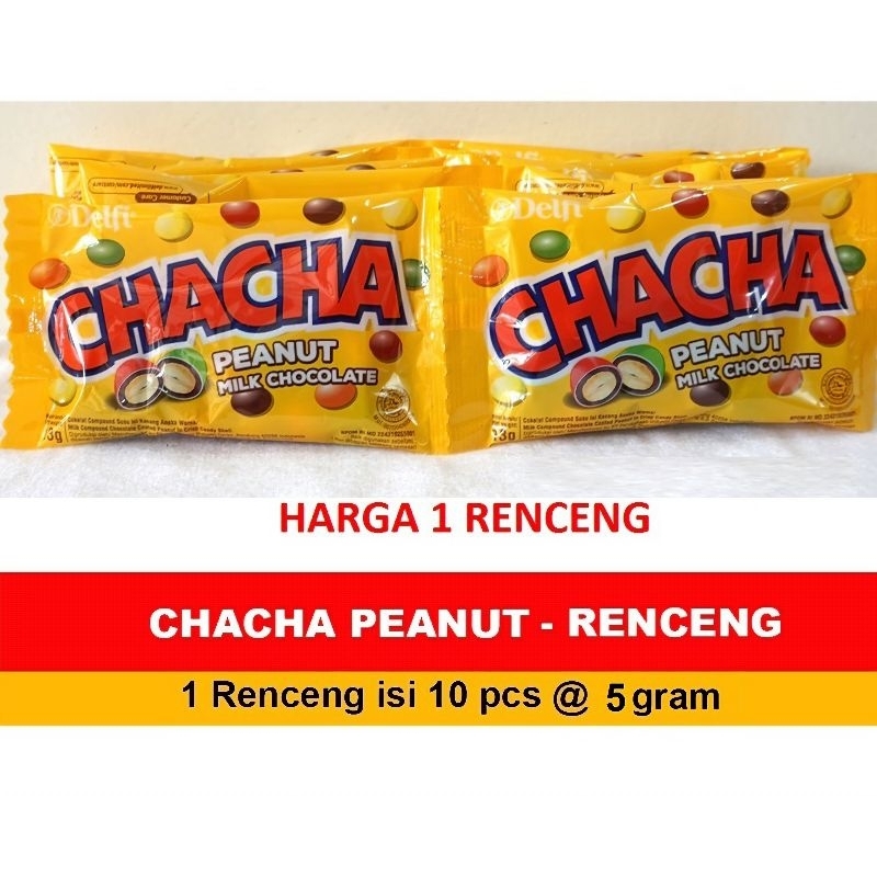 

CHACHA PEANUT Milk Chocolate 5 gram Kemasan Renceng - (HARGA RENCENG) Cokelat Chacha Peanut / Cha Cha Rencengan