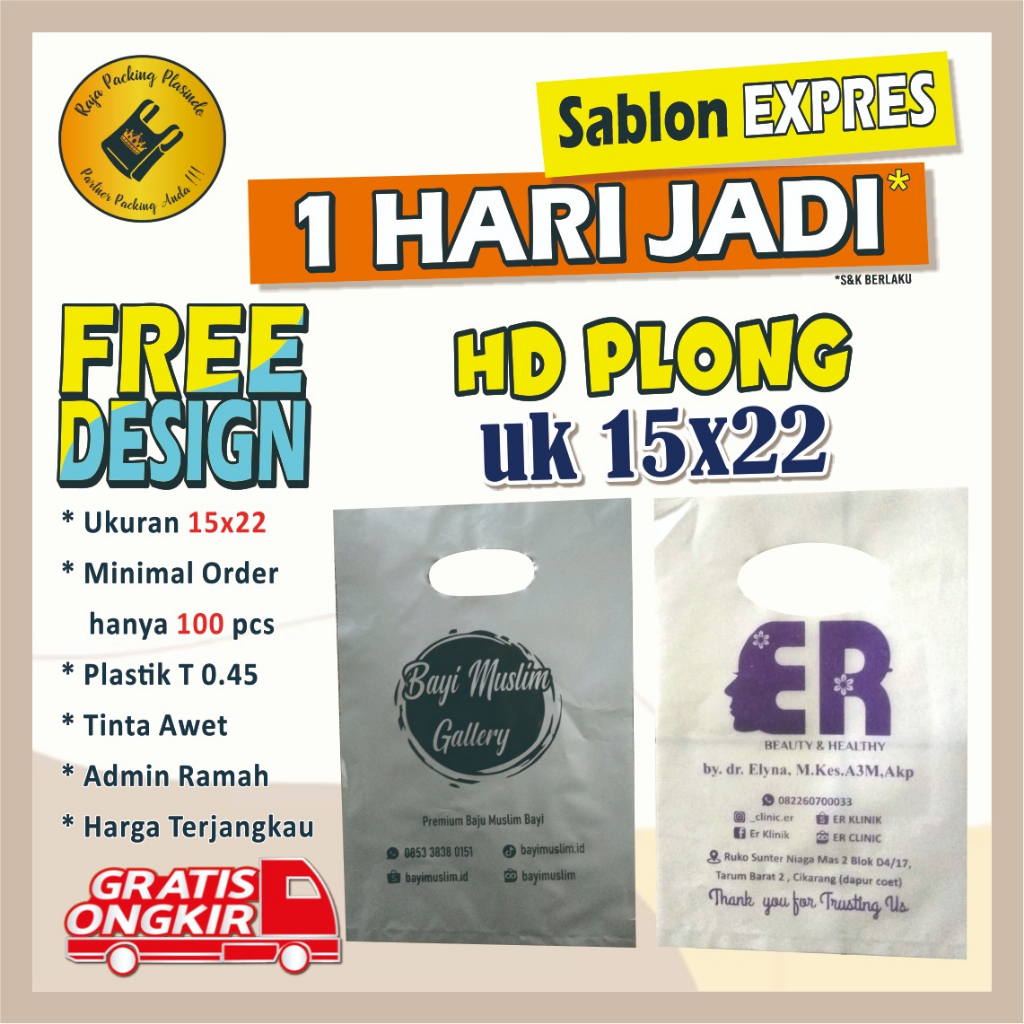 PLASTIK SABLON Packing Custom FREE DESAIN Uk 15x22 Sablon Plastik COD / Plastik Packing / Plastik Sa
