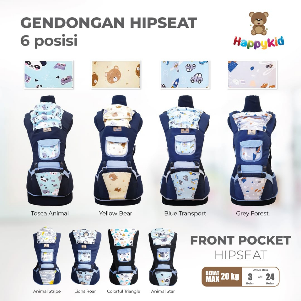 MOMS_HAPPYKID Hipseat Carrier Gendongan Bayi 6 posisi