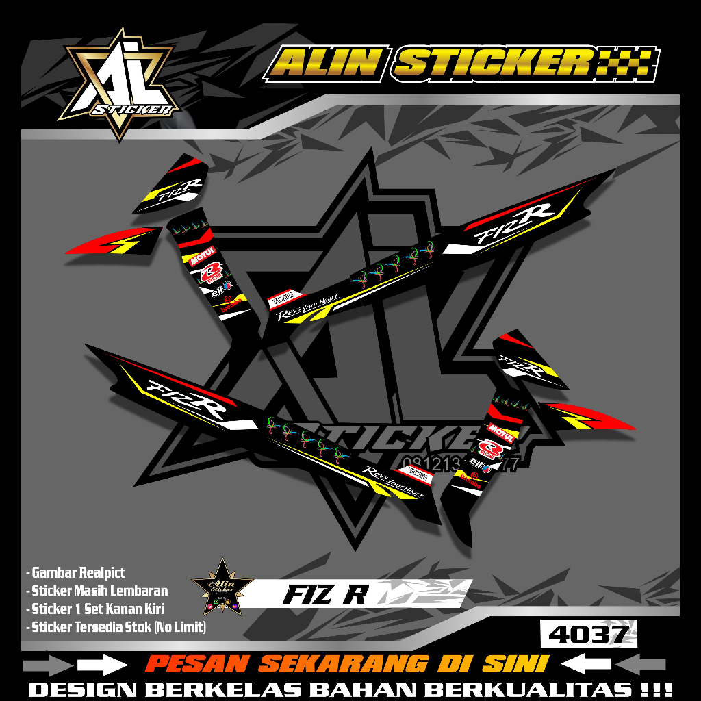 4037 STICKER STRIPING VARIASI YAMAHA FIZ R DESIGN YELLOW RACING SPEED