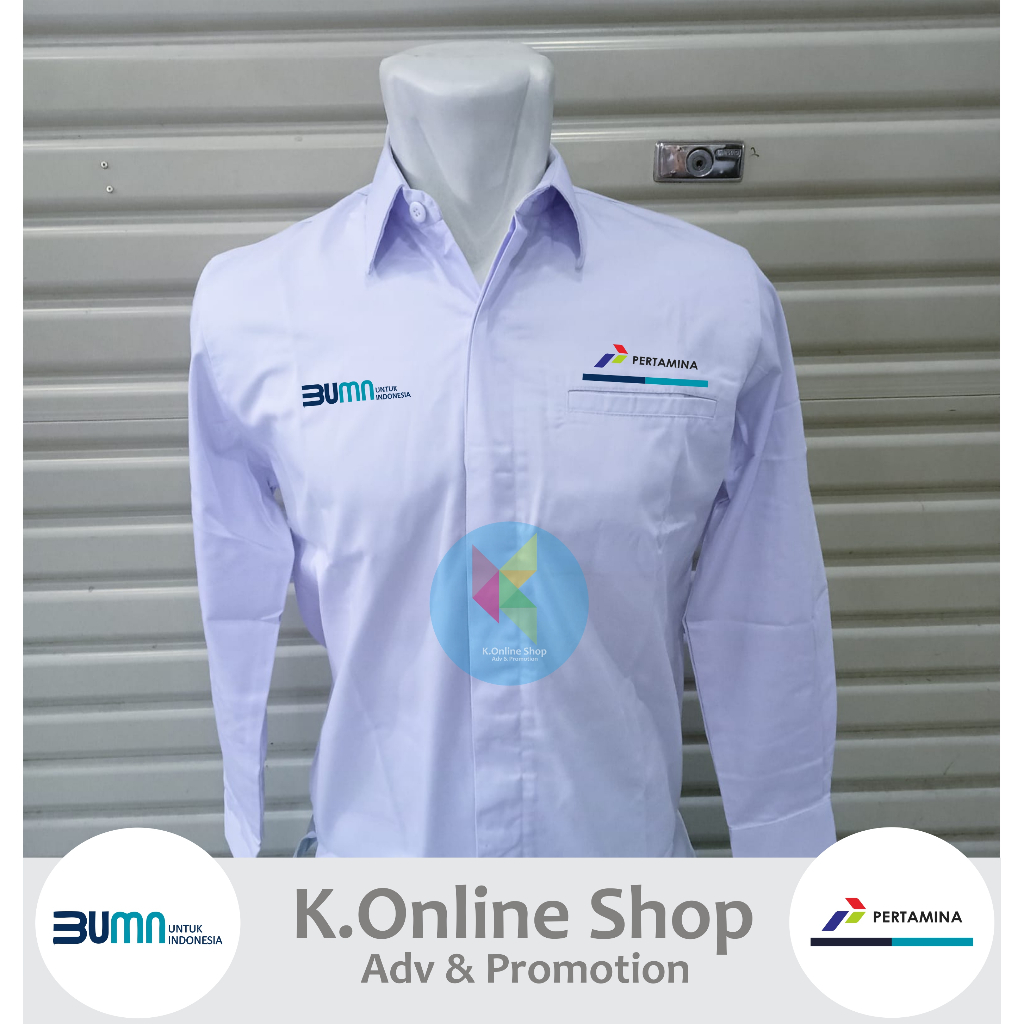 kemeja bumn pertamina seragam bumn pertamina baju bumn pertamina putih lengan panjang