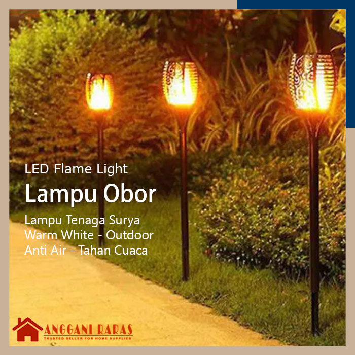 Lampu Tiang Teras Rumah Lampu Taman Tenaga Surya Lampu Outdoor Lampu Dekorasi Flame Fire Light 33 LED