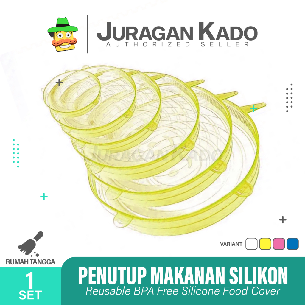 Penutup Wadah Makanan Silikon 6in1 Serbaguna Sillicone Food Cover Anti Tumpah Silikon Flexible