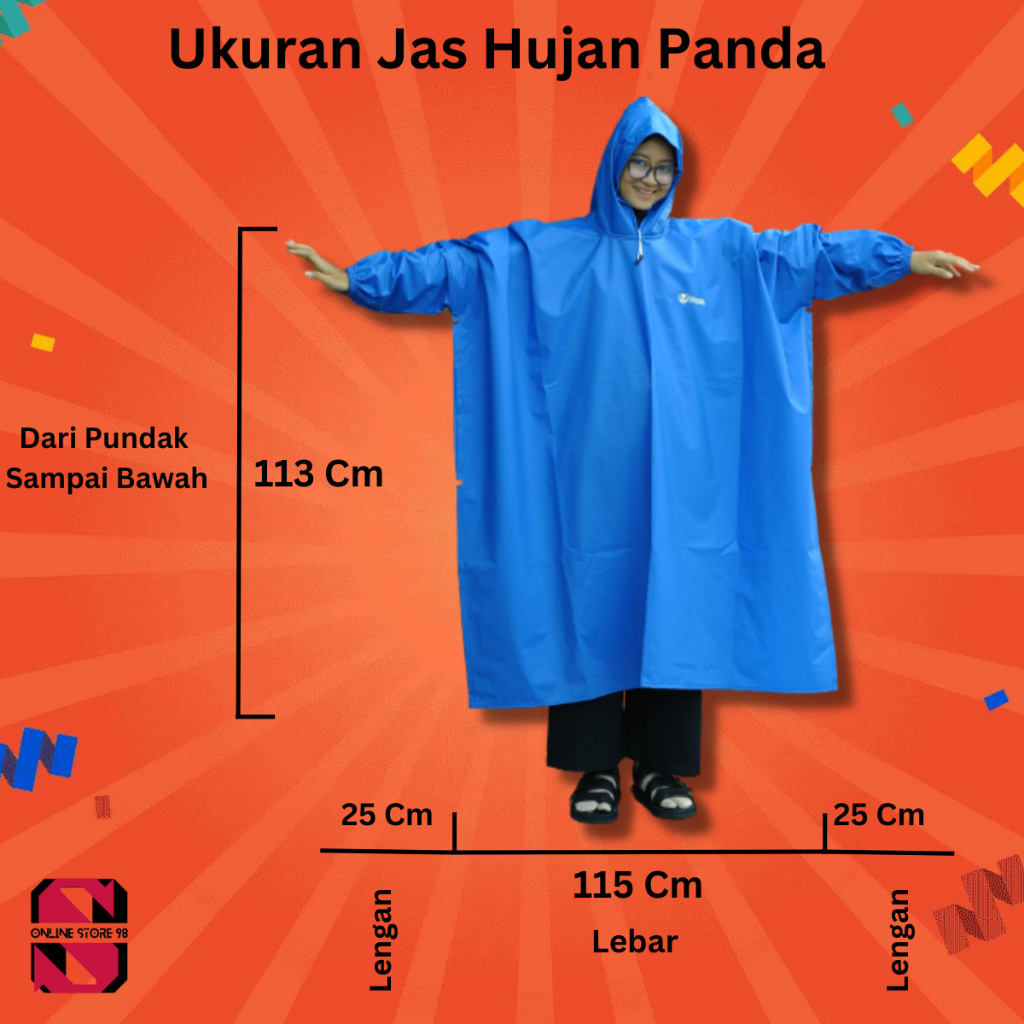 Jas Hujan Ponco Kelalawar By Panda Bahan Karet PVC Tebal dan Elastis Ukuran Jumbo Garansi Original