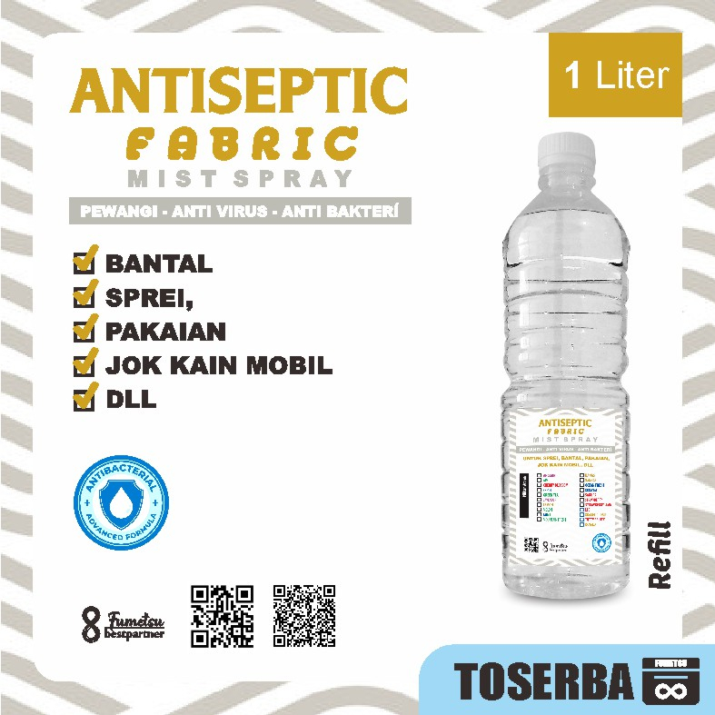 Antiseptic Fabric Antibakteri Anti Virus Pewangi Bantal, Sprei, Pakaian, Jok Kain Mobil Aroma Body&amp;Bath Kemasan 1 Liter Pet