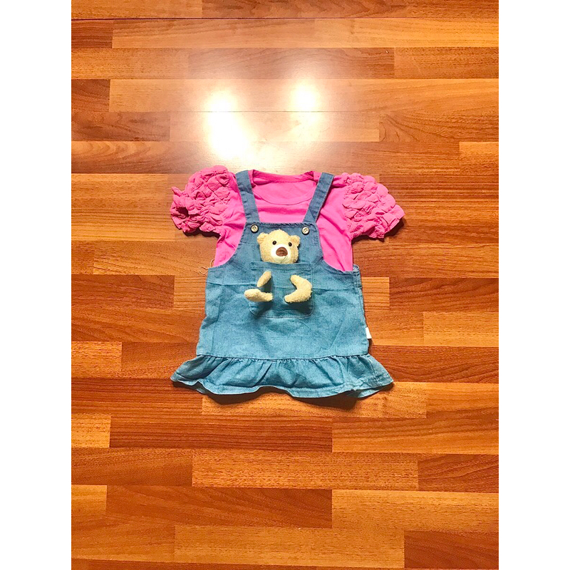 Set Overall Anak 2 in 1 Gratis Boneka / Set Overall Jeans Anak Perempuan Import