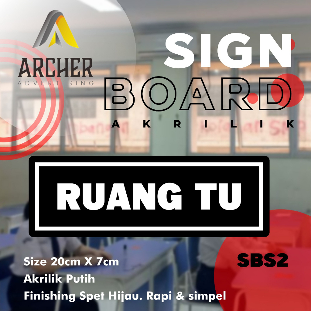 SIGN BOARD PAPAN PENTUNJUK RUANG TU/ TATA USAHA AKRILIK