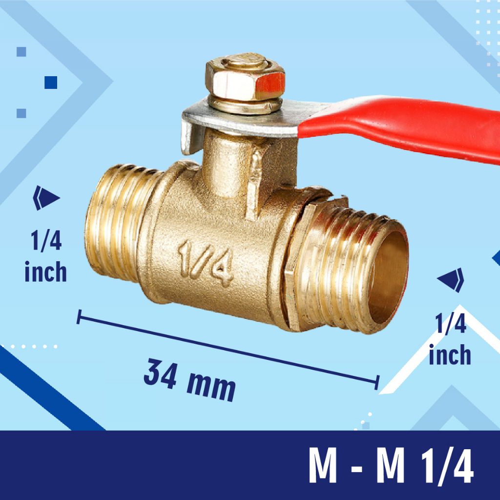 BALL VALVE / STOP KRAN / KERAN KUNINGAN male to male M-M 1/4 1/2 3/8 1/8