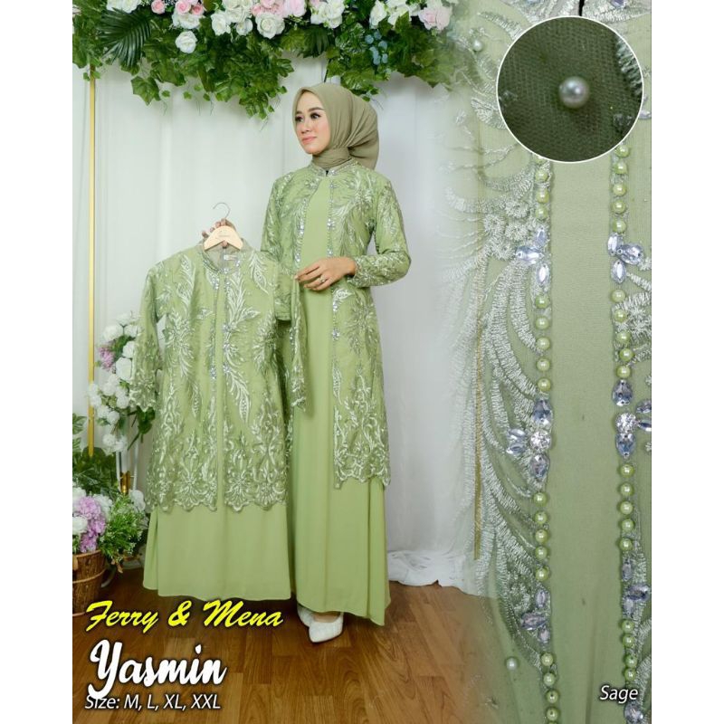 New Gamis brokat anak//gamis pesta ank//dress kebaya anak//gamis tulle ank modern//gamiis pesta ank sage gren//fashion anak//couple kebaya anak