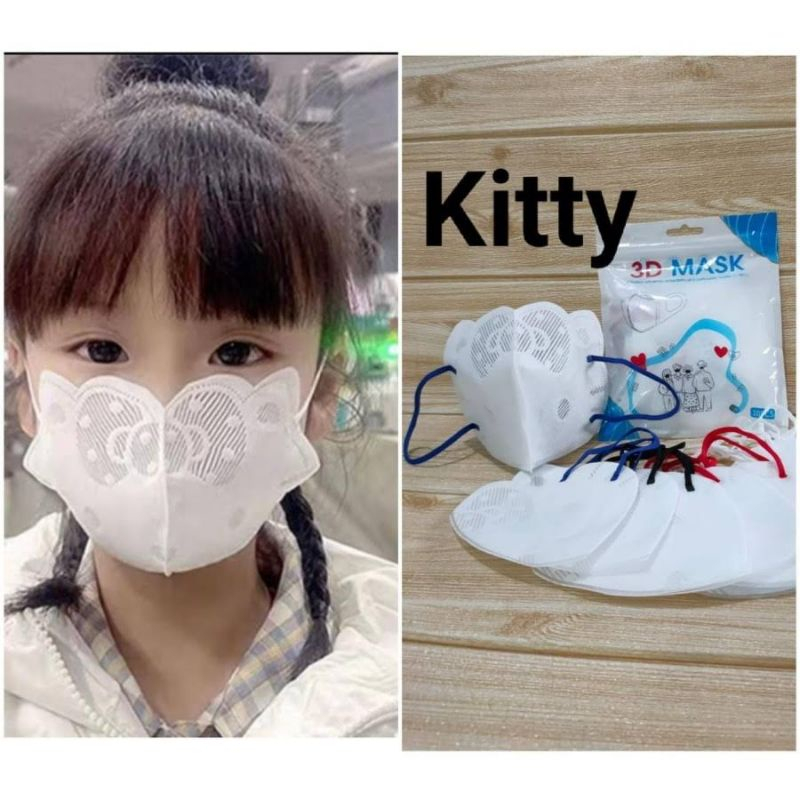 Masker Duckbill Karakter Anak dan Dewasa Model Hello Kitty Isi 10 Pcs