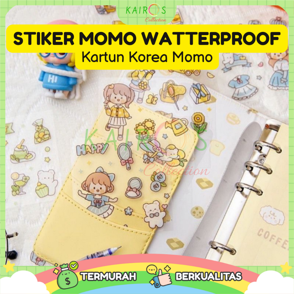 Sticker Kartun Korea Bahan PVC Momo [ECER] 1 LEMBAR / Stiker  Waterprooft