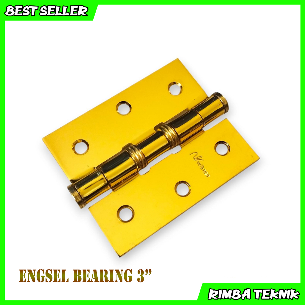 Engsel Bearing Pintu Jendela 3 inch Free Sekrup / mur Gold Plated WILMER WEB-3GP