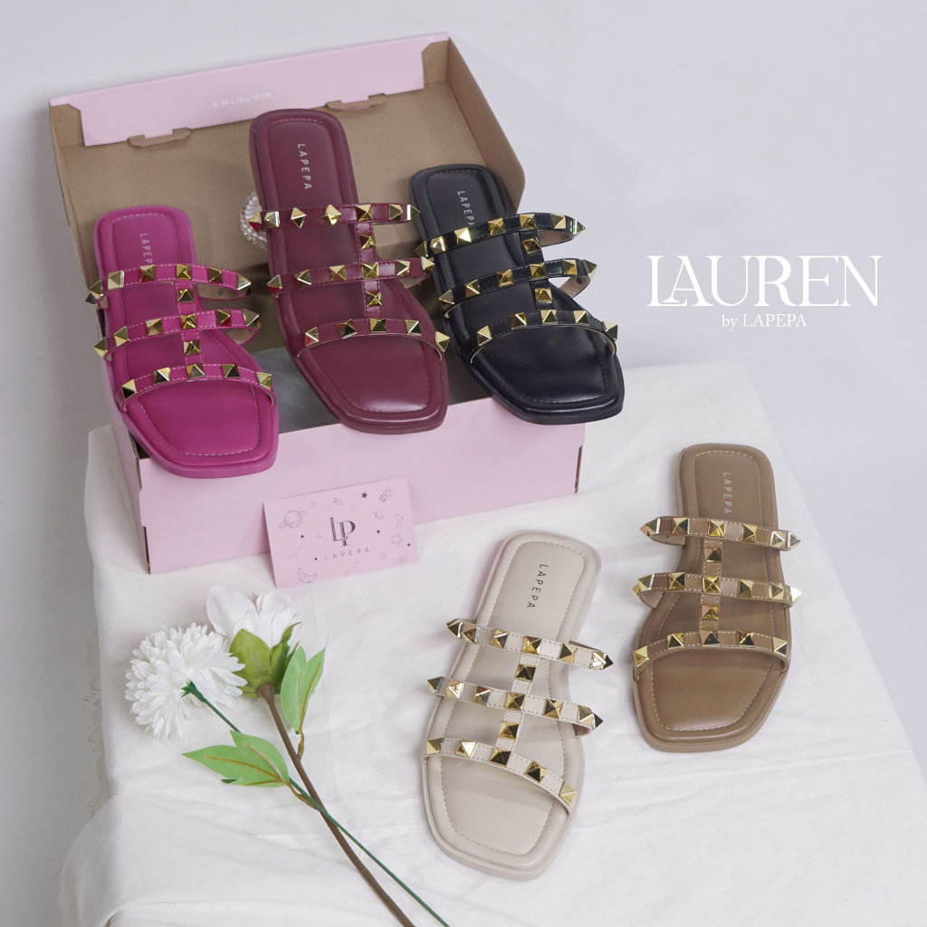 Adarastore - Lapepa LAUREN Sandal Flat Wanita Terbaru Sendal Teplek Kekinian