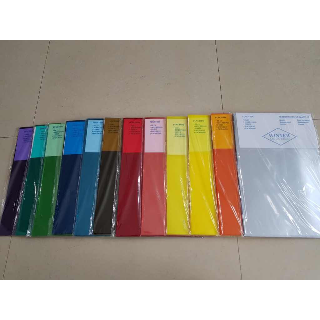 (10LEMBAR) Plastik Mika Jilid Transparant Warna 0,8 mm F4