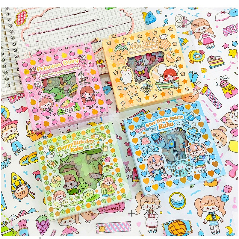 Isi 100 Lembar Mini Momo Sticker Deco Aesthetic Motif Kartun Lucu ala Korea Anti Air Waterproof Untuk Hias Tumbler DIY Hp Dekorasi Buku Diary Memo Journal Catatan Harian Anak Sekolah Alat Tulis Bahan Stiker Transparant Bisa Untuk Kado Ulang Tahun