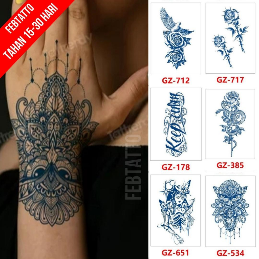 FRUIT INK Tato Semi Pemanent Tahan 1 Bulan Ukuran 11cmx18cm Tato Lengan Tato Dada Tato tangan Tato Kaki   Motif Aesthetic Tatto Temporary Stiker Tato Halal Grosir Tato air motif kucing, burung hantu, burung garuda , ubur ubur, panah, planet GZ 534