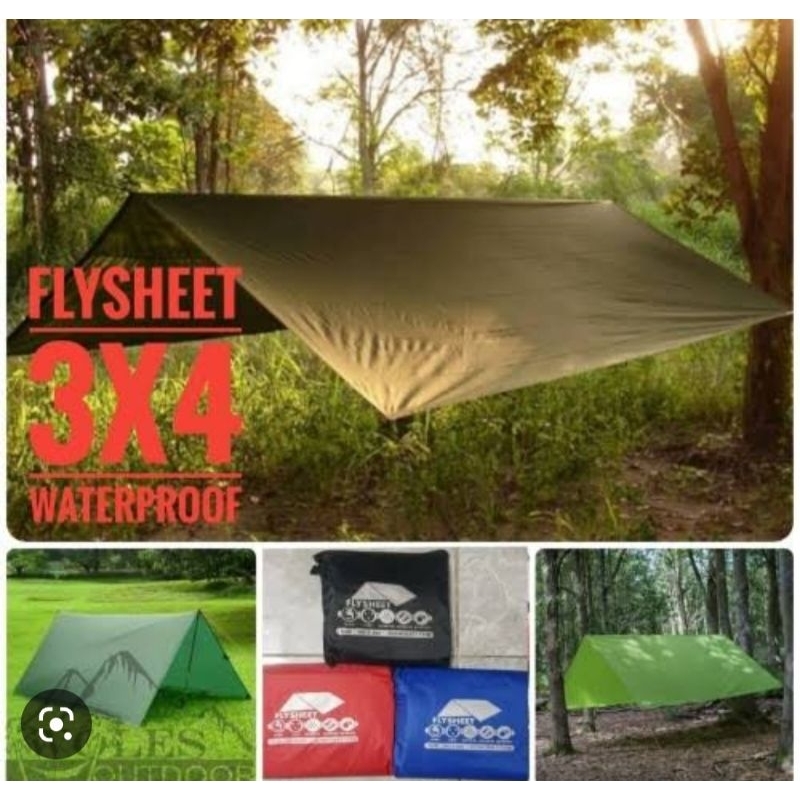 FLYSIT PLESIT FLYSHEET WATERPROOF SIZE 3X4/3X3/3X2 METER 19 LUBANG /FLYSET TENDA /FLYSET HAMMOCK/BIV
