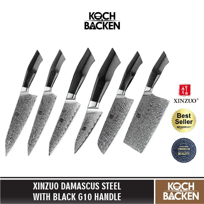 XINZUO B32 Damascus Steel With Black G10 Handle - Pisau Dapur