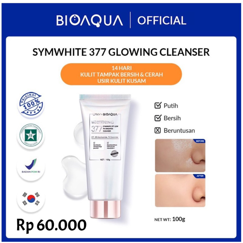 BISA COD - BIOAQUA SymWhite 377 Whitening &amp; Fade Dark Spot Cream Krim 50g Pelembab Wajah With Vitamin C+5% Niacinamide+7X Ceramide untuk Penghilang Flek Hitam - cream - serum - toner - facial cleanser