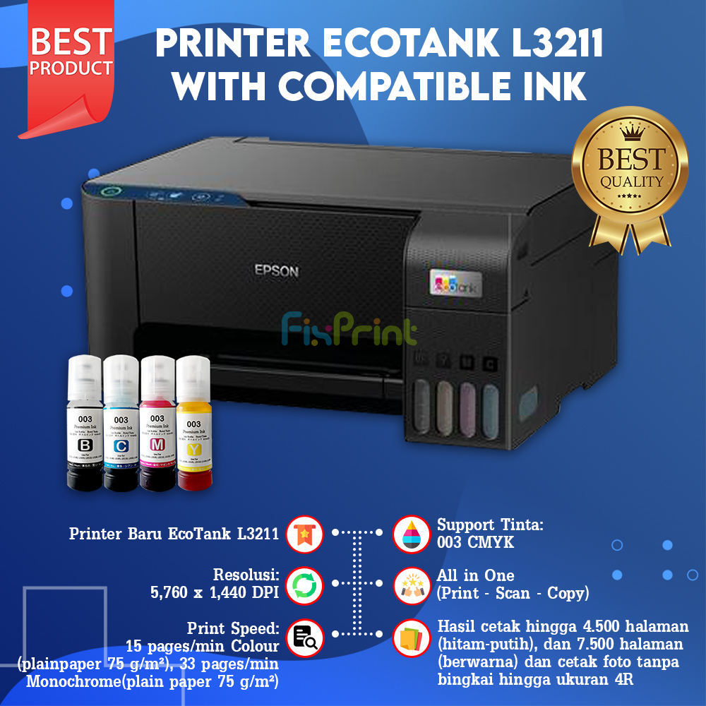 Printer Ecotank L3211 New Epson Print Scan Copy All In One Printer