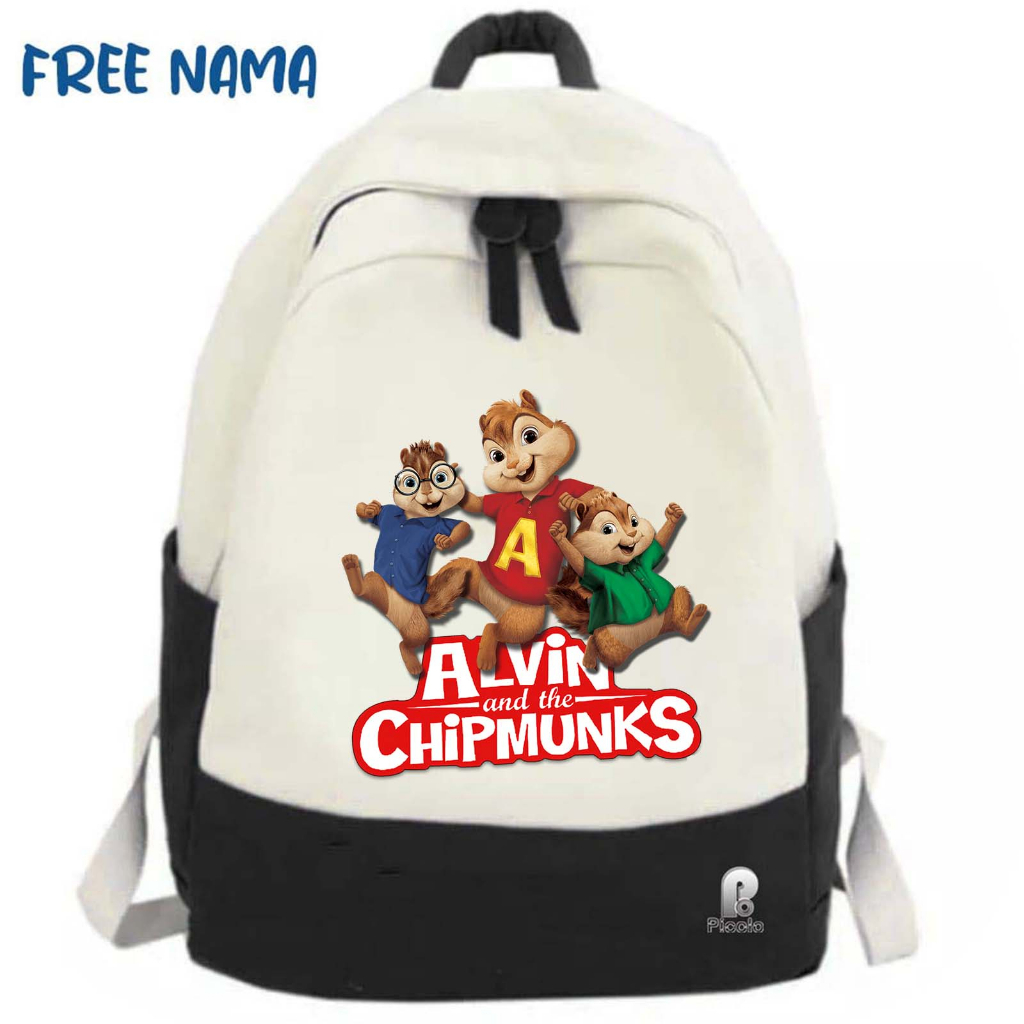 TAS RANSEL BACKPACK ANAK SEKOLAH MOTIF KARAKTER KARTUN ALVIN AND THE CHIPMUNKS UNISEX (FREE NAMA)