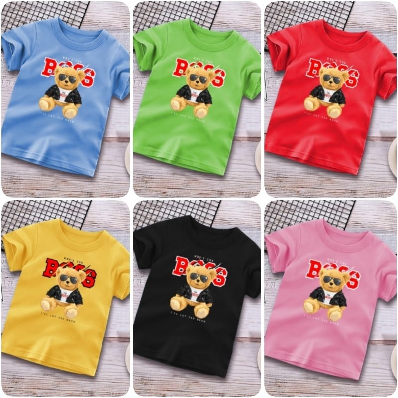 KAOS ATASAN ANAK MURAH WARNA WARNI LUCU GAMBAR BONEKA BERUANG BOSS CUTE MOTIF PRNTING TERBARU BAJU A