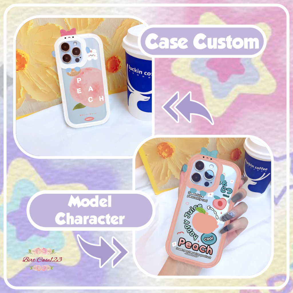 CUSTOM SOFTCASE PITACU FRAME KARAKTER CUSTOM PEACH FOR SAMSUNG A02S A03S A03 A04 A11 A12 A13 A21S A22 A32 A33 A20 A30 A50 A51 A52 A53 A73 BC7439