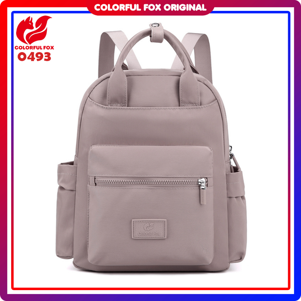 Ransel Colorful Tas - Tas Ransel Colorful Fox 0493 Ransel Wanita Nilon Waterproof Tas Ransel Cewek