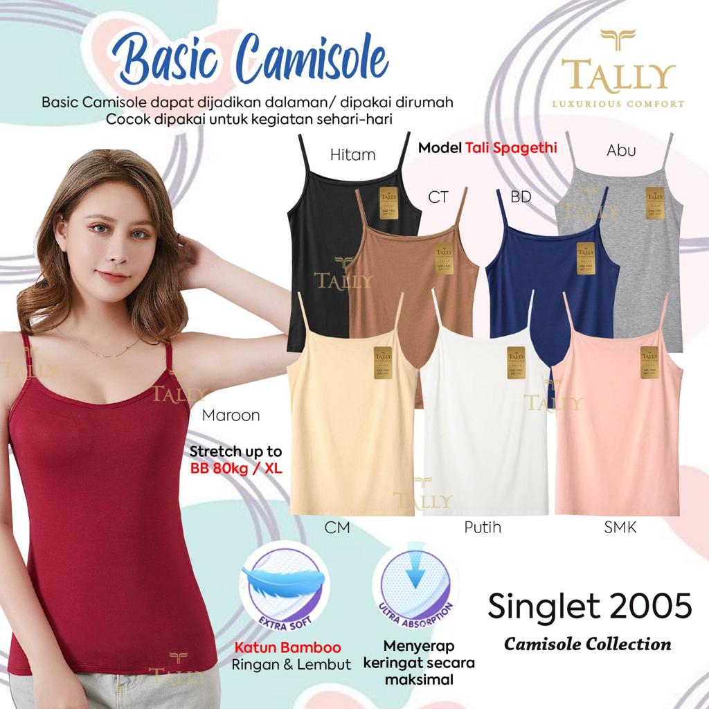 ARA98STORE - SINGLET TENGTOP TANKTOP WANITA TALLY 2005 TALI KECIL -  SINGLET KAOS DALAM WANITA POLOS BAHAN SUPER HALUS LEMBUT - DIJAMIN ADEM FIT TO XL- CAMISOL TALLY - SINGLET TALI KECIL TALLY - SINGLET WANITA KATUN MODAL