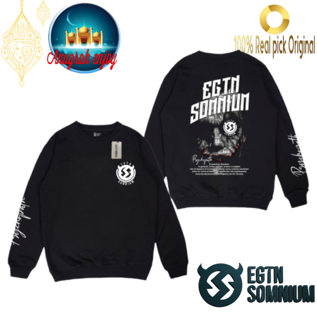 Crewnek simple pria hitam-Crewnek sweater oblong egtn psikopat-Sweater Pria Hitam Crewneck Pria Over