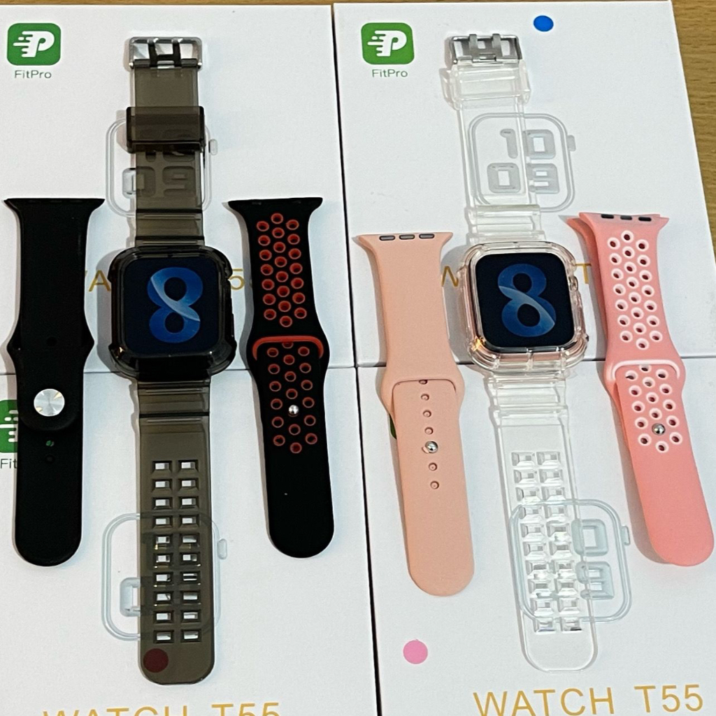 DOUBLE STRAP + CASING BODY TRANSPARAN Smartwatch T55 JAM TANGAN SMARTWATCH PRIA WANITA ORIGINAL BERGARANSI