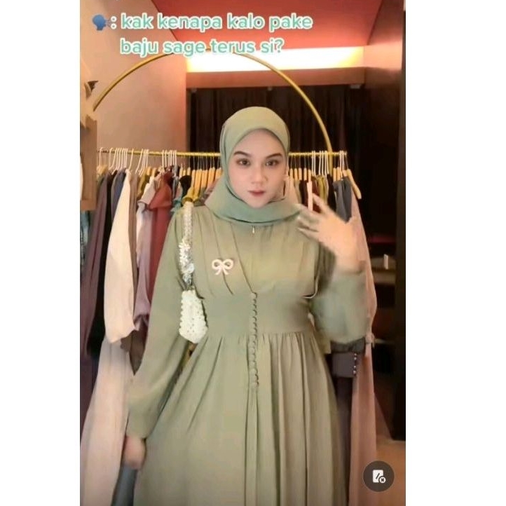 MAZAYA DRESS KANCING SERIBU BAHAN CERUTY BABY DOLL PREMIUM DRESS BUSUI MEWAH BAHAN JATUH DRESS SAGE 