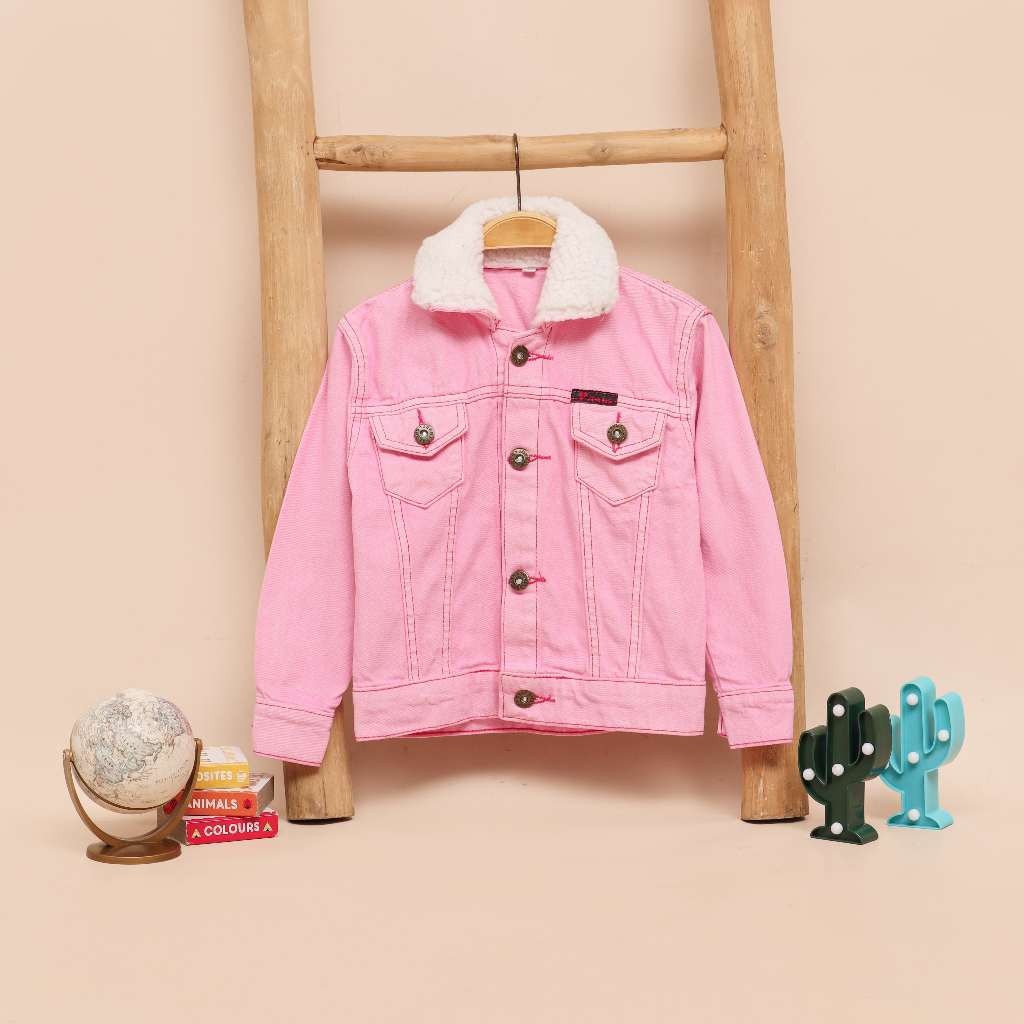 Carvakids Jaket Jeans Anak Laki laki perempuan jaket denim Sherpa bulu domba Realpict