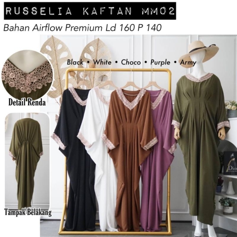 russelia kaftan polos baju lebaran abaya