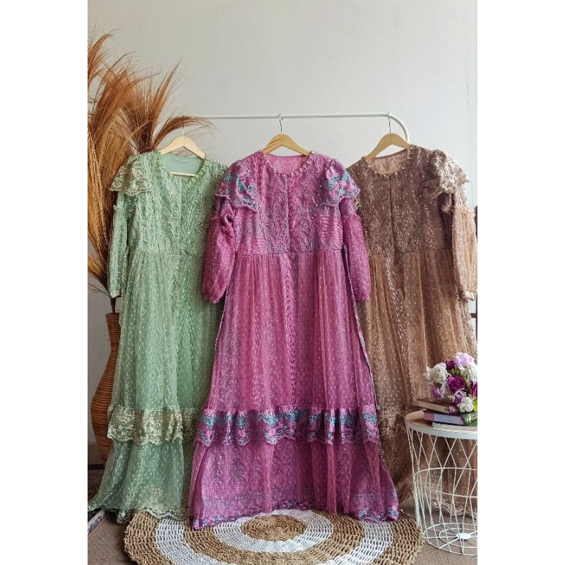 Drisa Gamis Raya Brukat Tile Pesta (Busui Friendly)