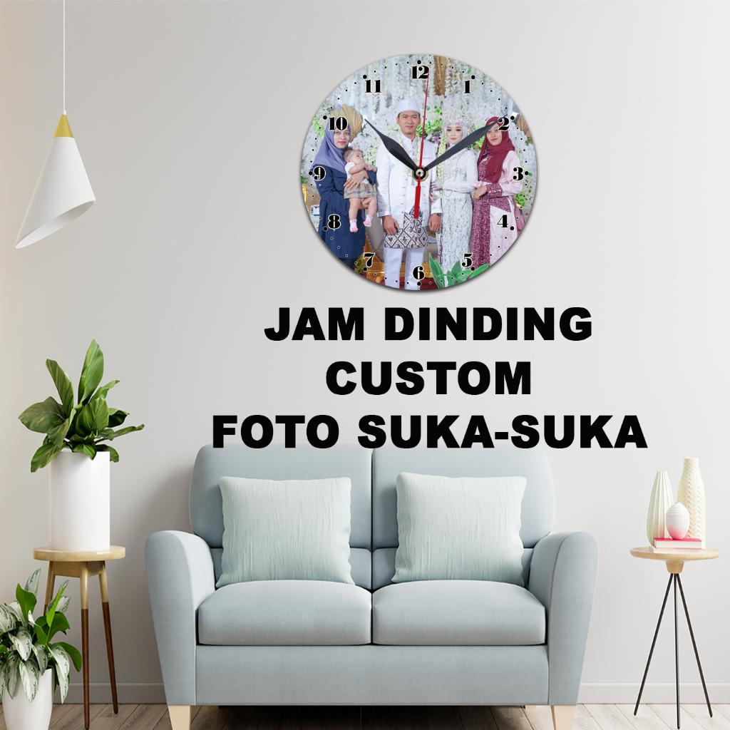 Jam Dinding Custom Foto Suka - Suka Bebas Ukuran 20x20