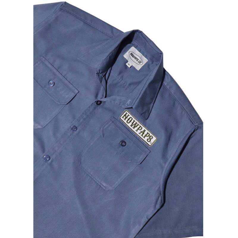 kemeja kerja safety first worshirt blue denim/ workshirt biru denim nowpaps patch bordir.kemeja proa distro