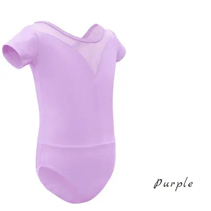 LEOTARD MESH V NECK BAJU GYM BALET COTTON SPANDEX KIDS ANAK