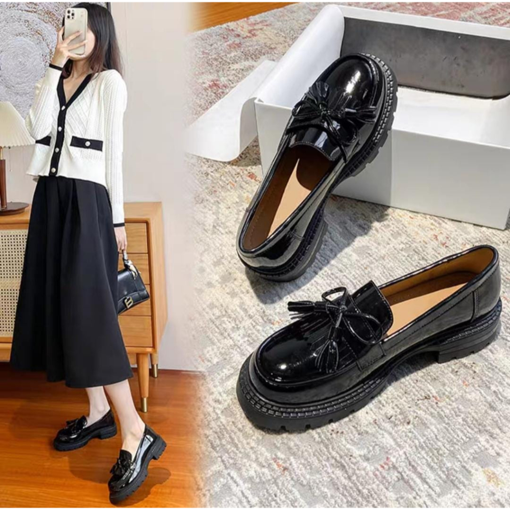 Sepatu Docmart Wanita / Sepatu Loafers Kerja Formal Hitam CMI 0088