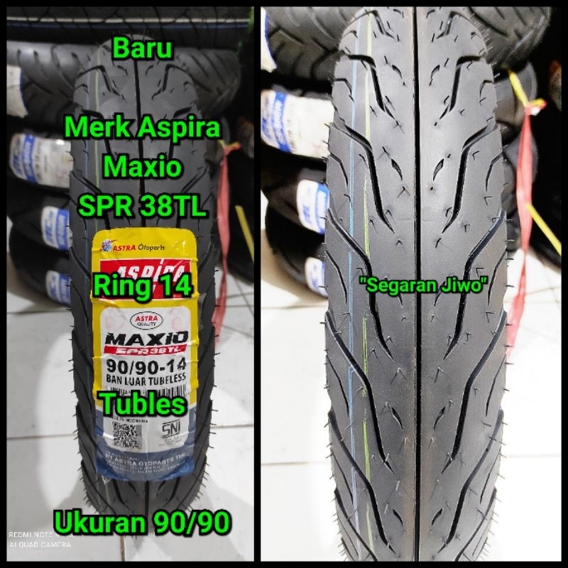 Ban Tubles motor matic ring 14 Ukuran 90/90 merk aspira maxio SPR 38 Tl Ban belakang honda beat vario 110 125 ori