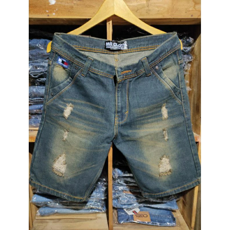 [Bisa COD]Celana Jeans Pendek Sobek Pria Wisker Jeans Pendek Ripped Robek Pria Premium Distro