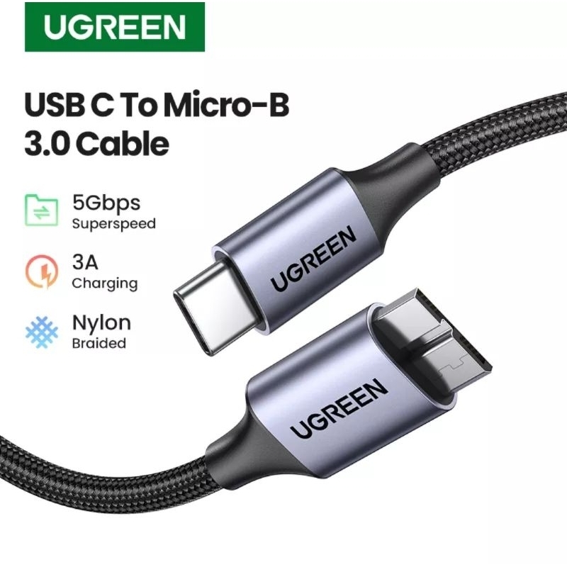 Ugreen Usb-C to Micro-B 3.0 Cable 5Gbps 3A Fast Sync For Macbook Hard Disc Drive HDD SSD - 15234