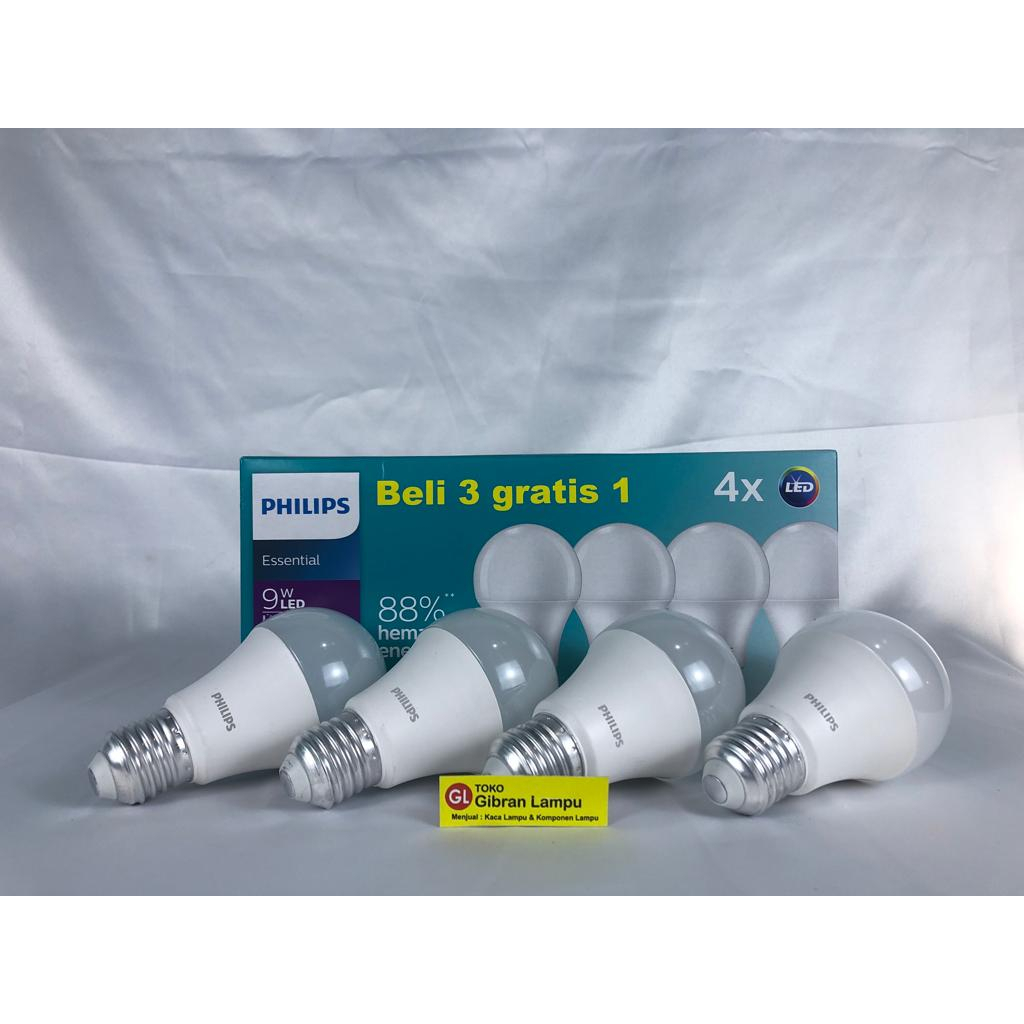 Paket Lampu LED Philips Essential 5w 7w 9w 11w Beli 3 Gratis 1 -  Bohlam LED Kapsul Hemat Energi