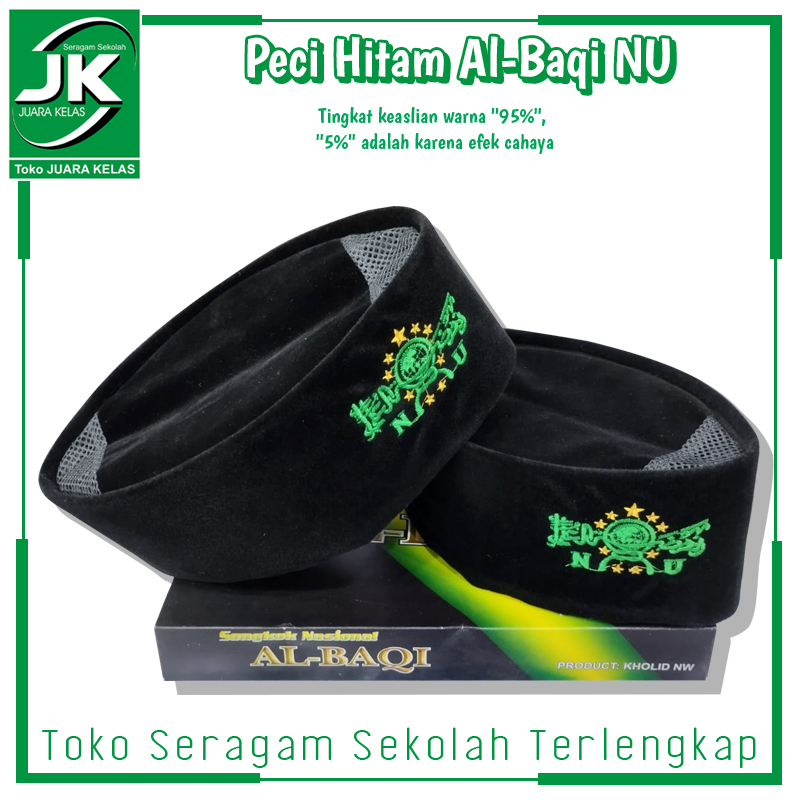 [Toko Juara Kelas] Peci Hitam Al-Baqi NU(Nahdlatul Ulama)- Peci Motif NU Merk Al-Baqi Asli - Kopiah 