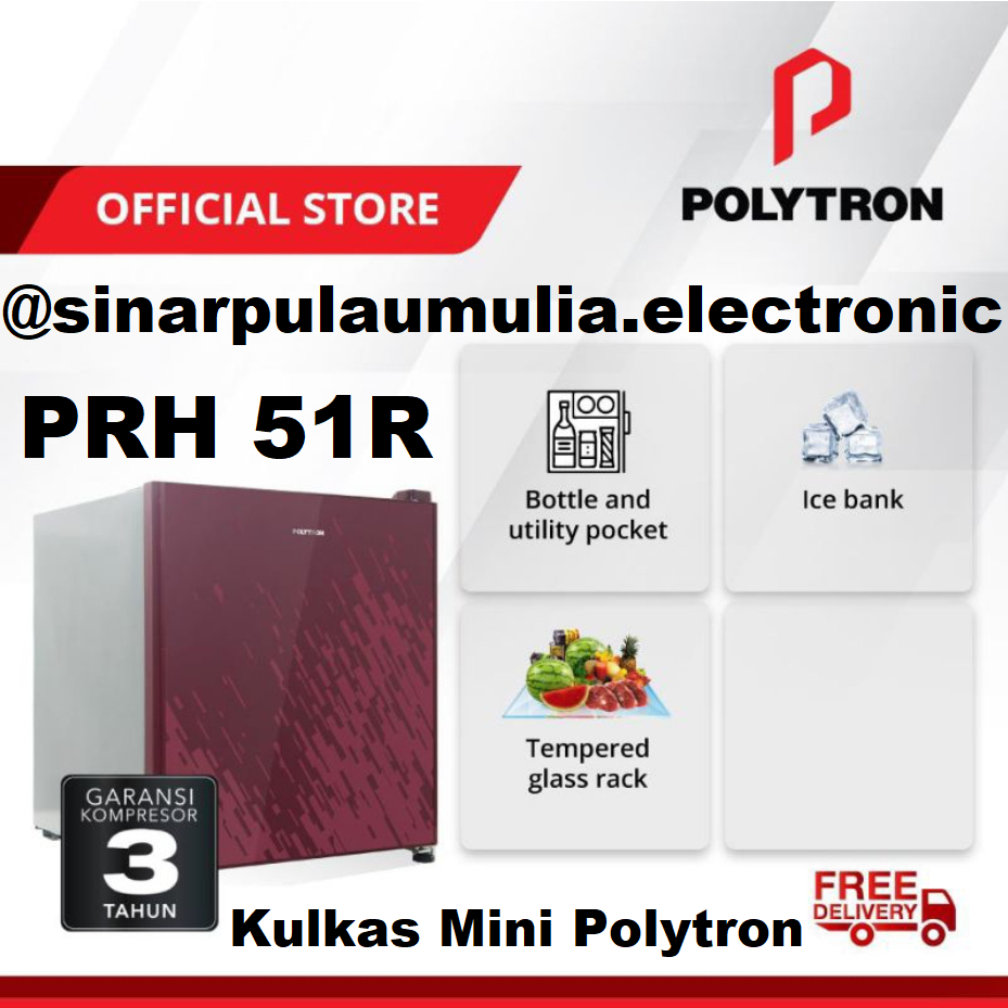 Polytron Kulkas Mini Bar Portabel 50 Liter - PRH 51R / PRH51R / PRH 51 R / PRH51 R