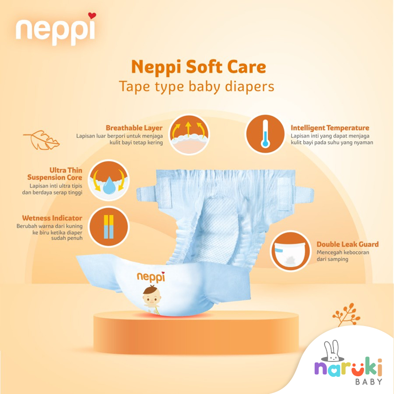 Neppi Soft Care Tape Baby Diapers NB44 S50 Popok Bayi Perekat