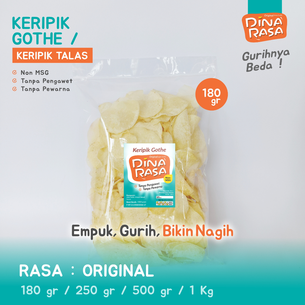 

Dinarasa - Keripik Gothe / Keriik Talas Original - 180 gram
