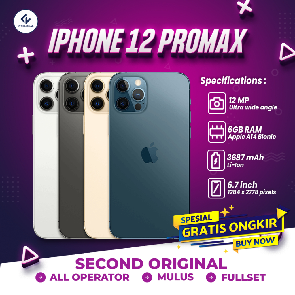 IPhone 12 Pro Max 256GB iPhone Second Original E X Inter Fullset Bergaransi